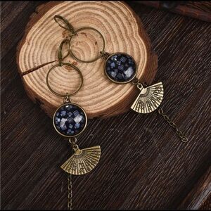 Bohemian mandala bead and charm dangle earrings